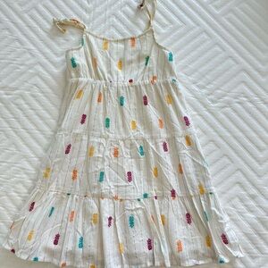 Epic Threads White Dress with Colorful Pineapple Print